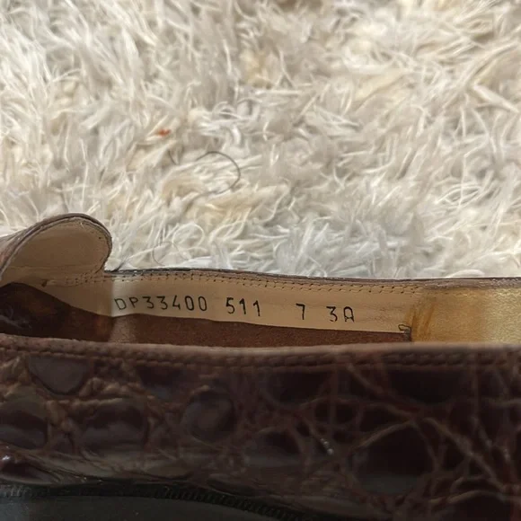 Salvatore Ferragamo Brown Croc-Embossed Loafers - Picture 6 of 6